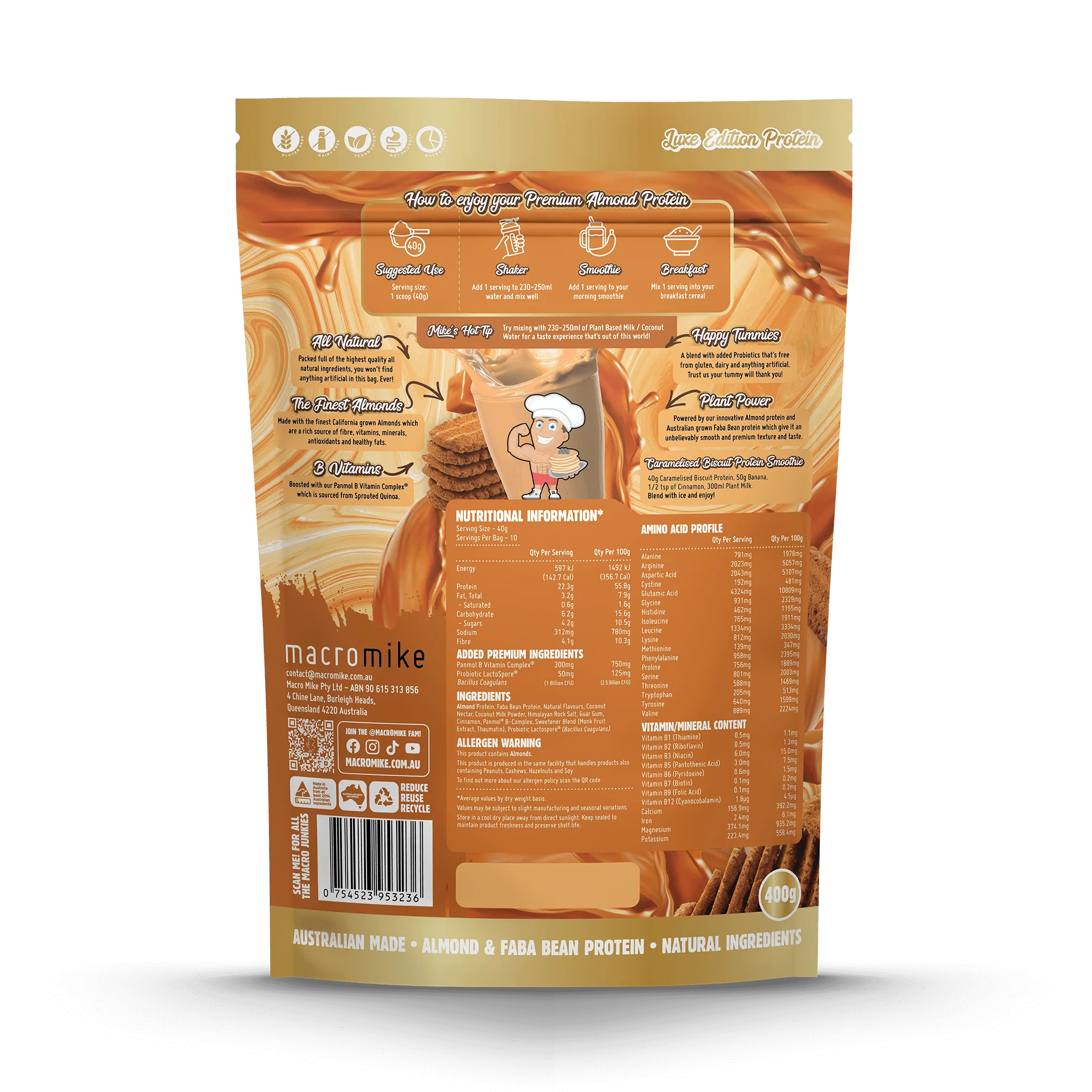 Caramelised Biscuit Premium Almond Protein (400g Bag) - Image 2