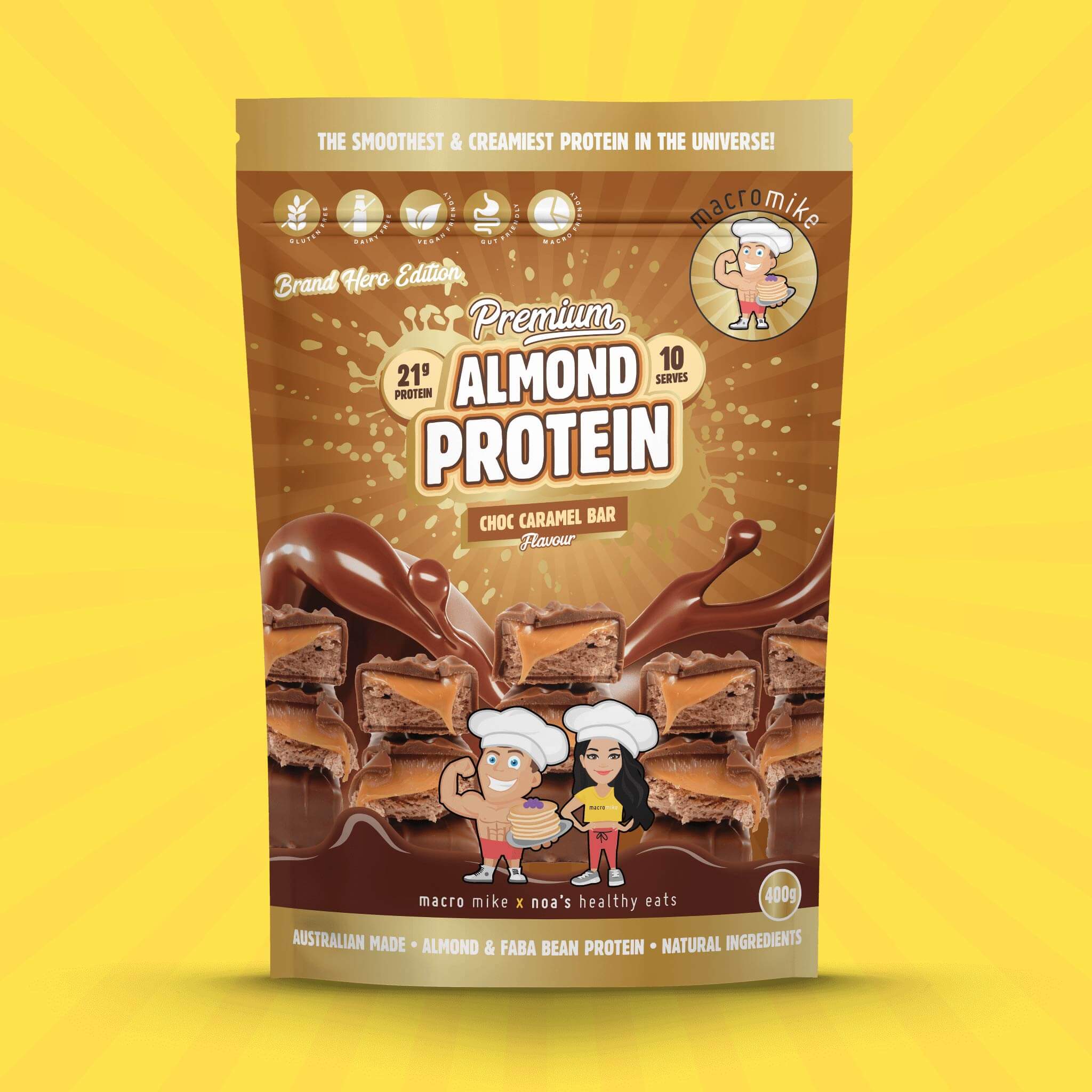 Choc Caramel Bar Premium Almond Protein (400g Bag) - Image 3