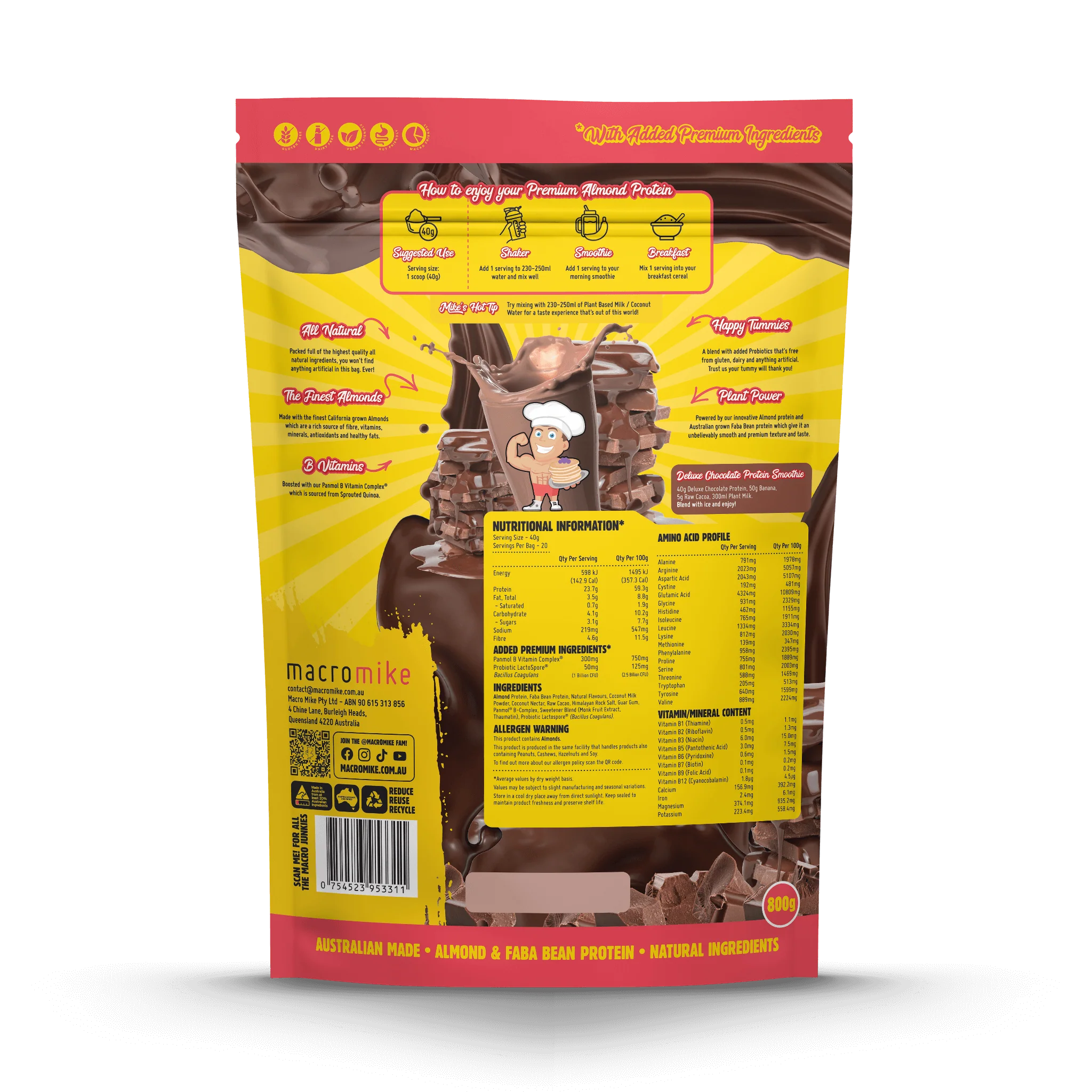 Deluxe Chocolate Premium Almond Protein (800g Bag) - Image 2