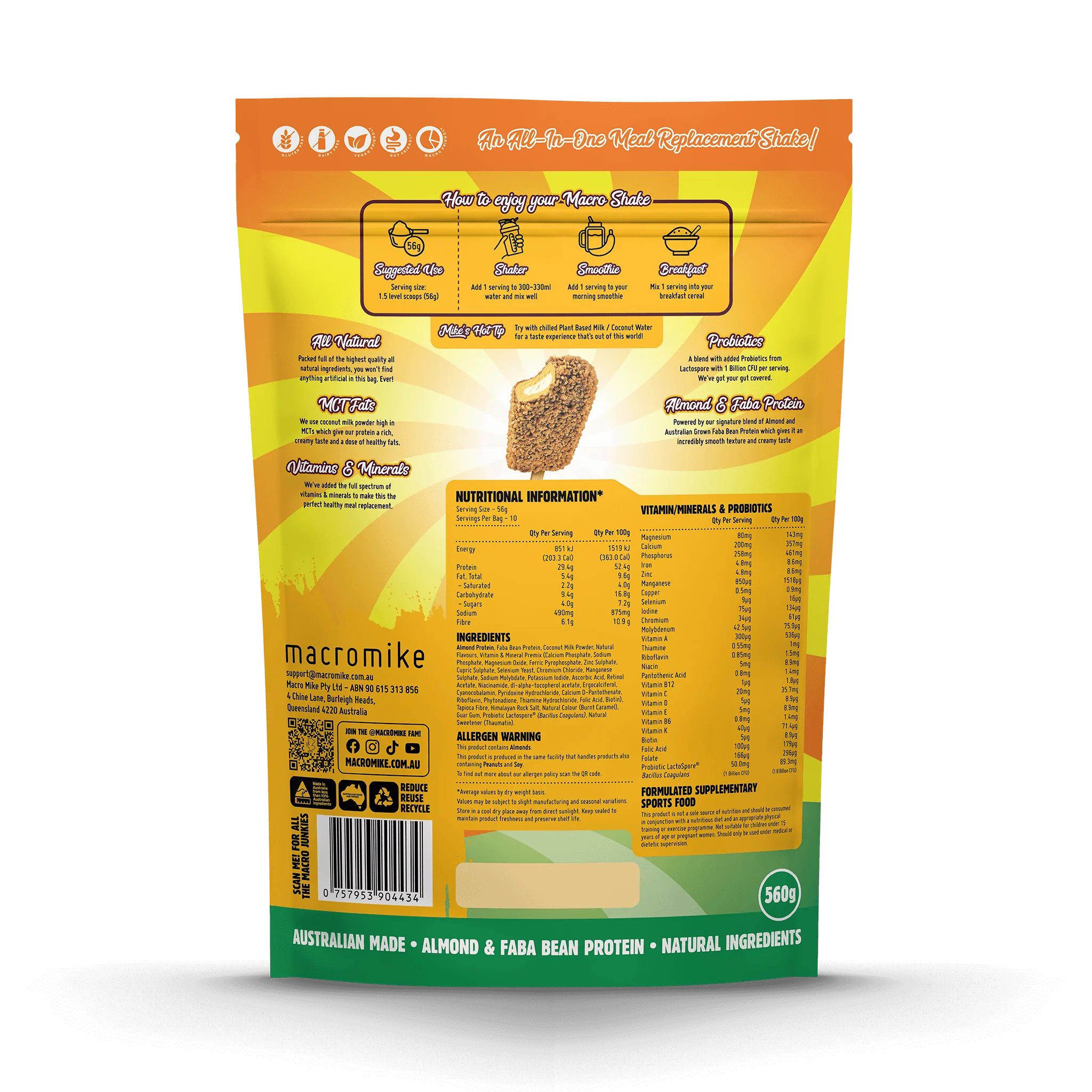 Macro Mike x Golden Gaytime Almond Macro Shake Meal Replacement (560g Bag) - Image 2