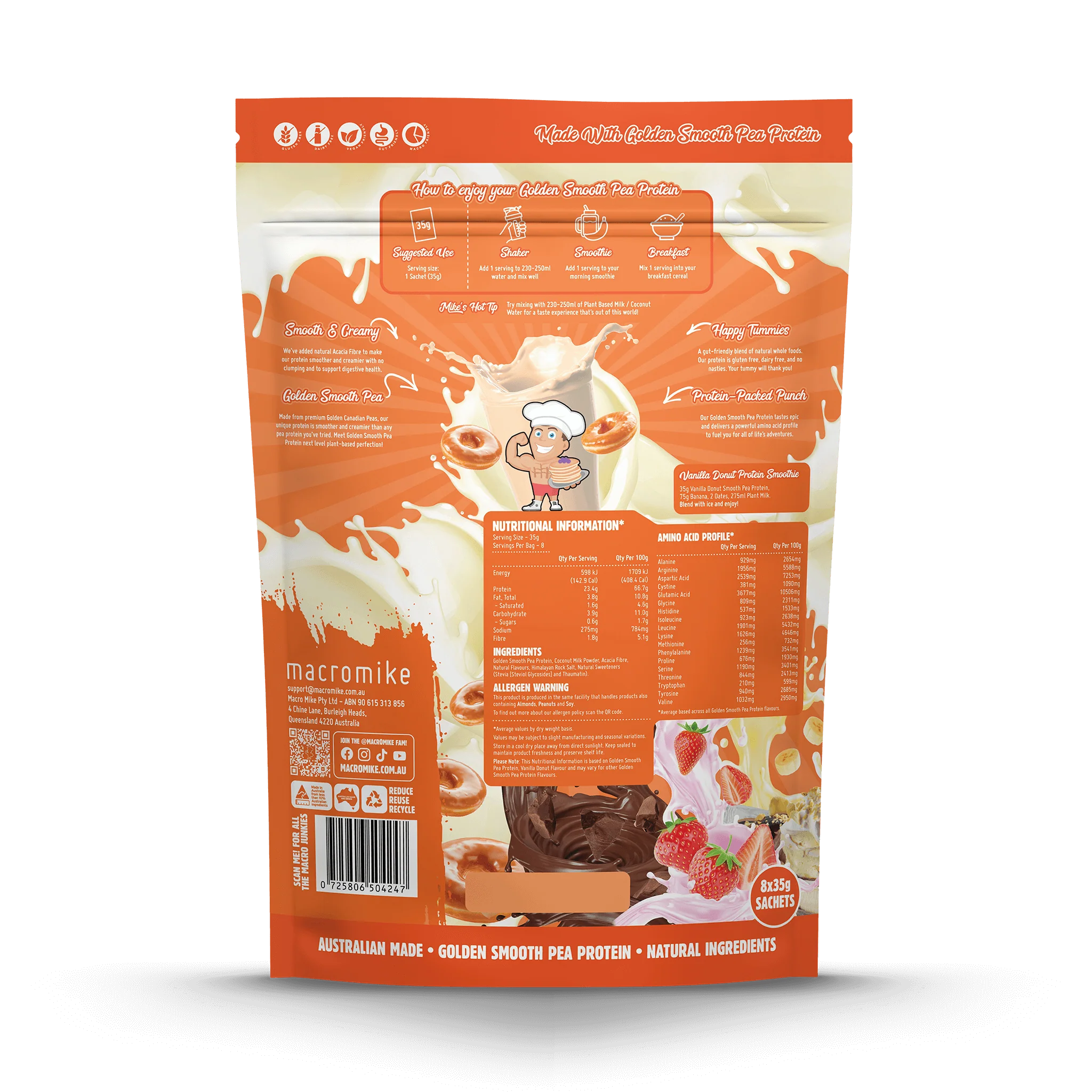 Golden Smooth Pea Protein Sample Pack (8 x 35g Sachets) - Image 2
