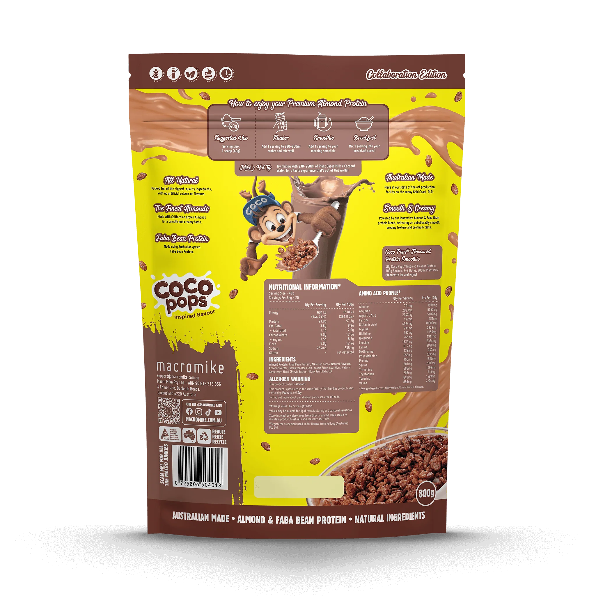 Macro Mike x Kellogg's Coco Pops Premium Almond Protein (800g Bag) - Image 2