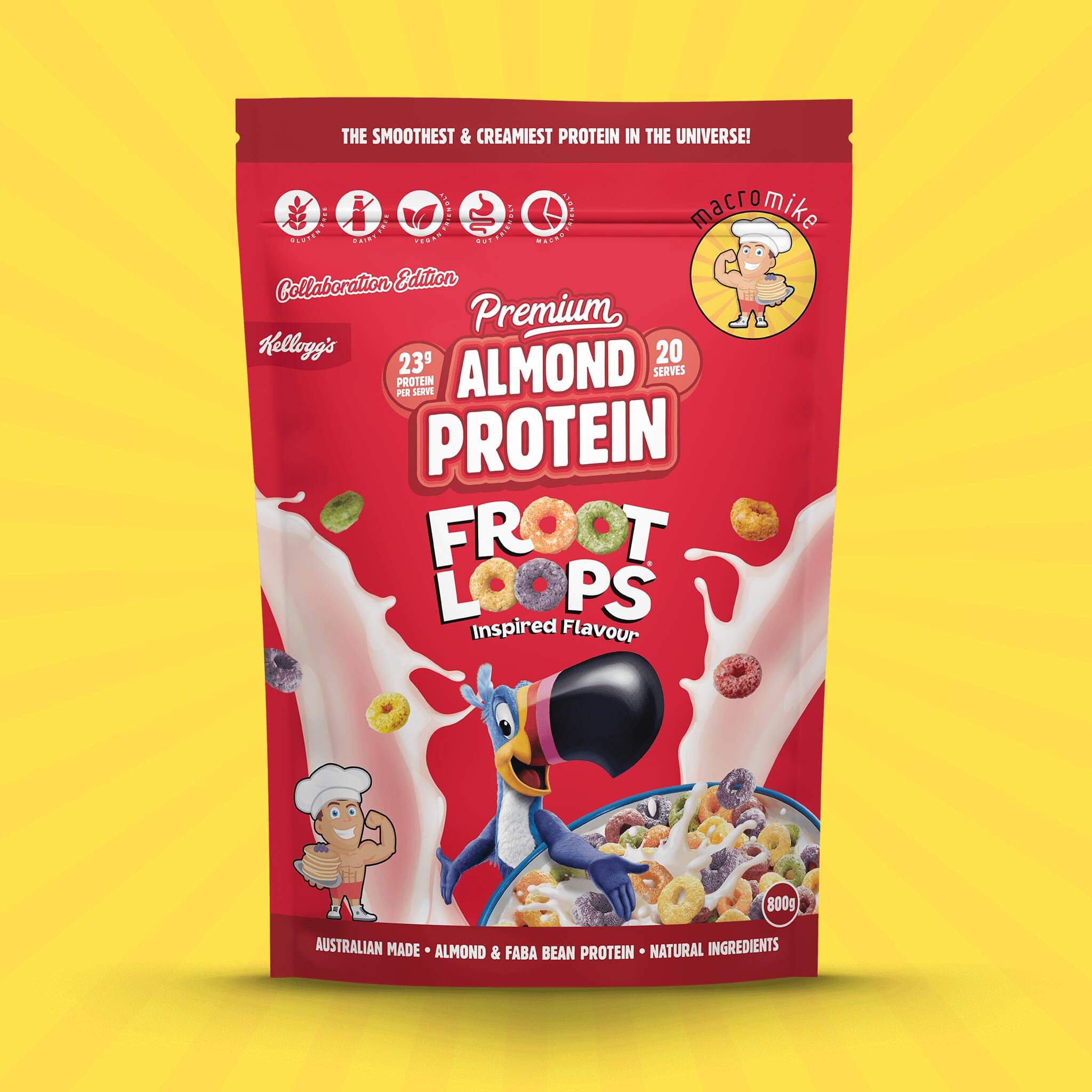 Macro Mike x Kellogg's Froot Loops Premium Almond Protein (800g Bag) - Image 3