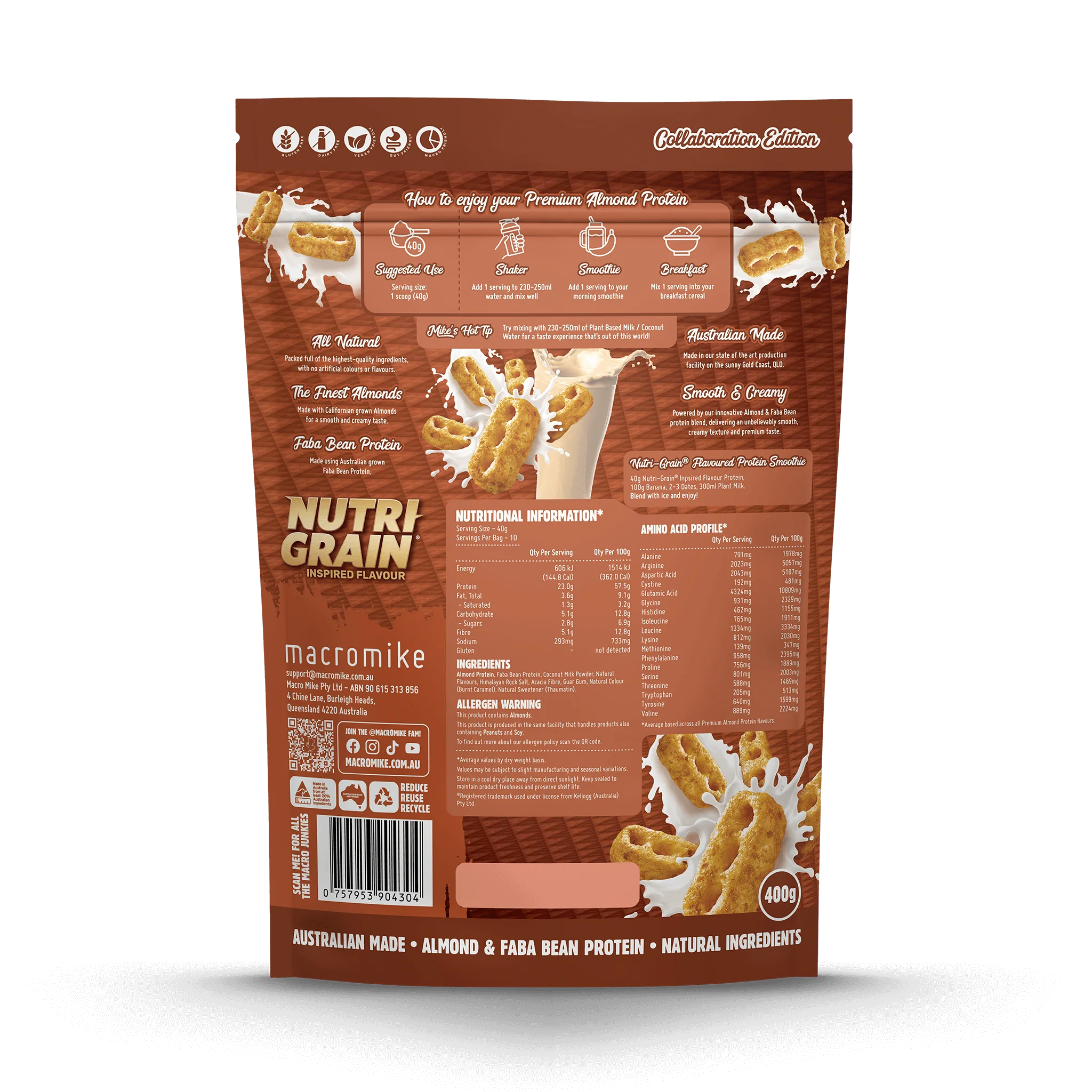 Macro Mike x Kellogg's Nutri-Grain Premium Almond Protein (400g Bag) - Image 2