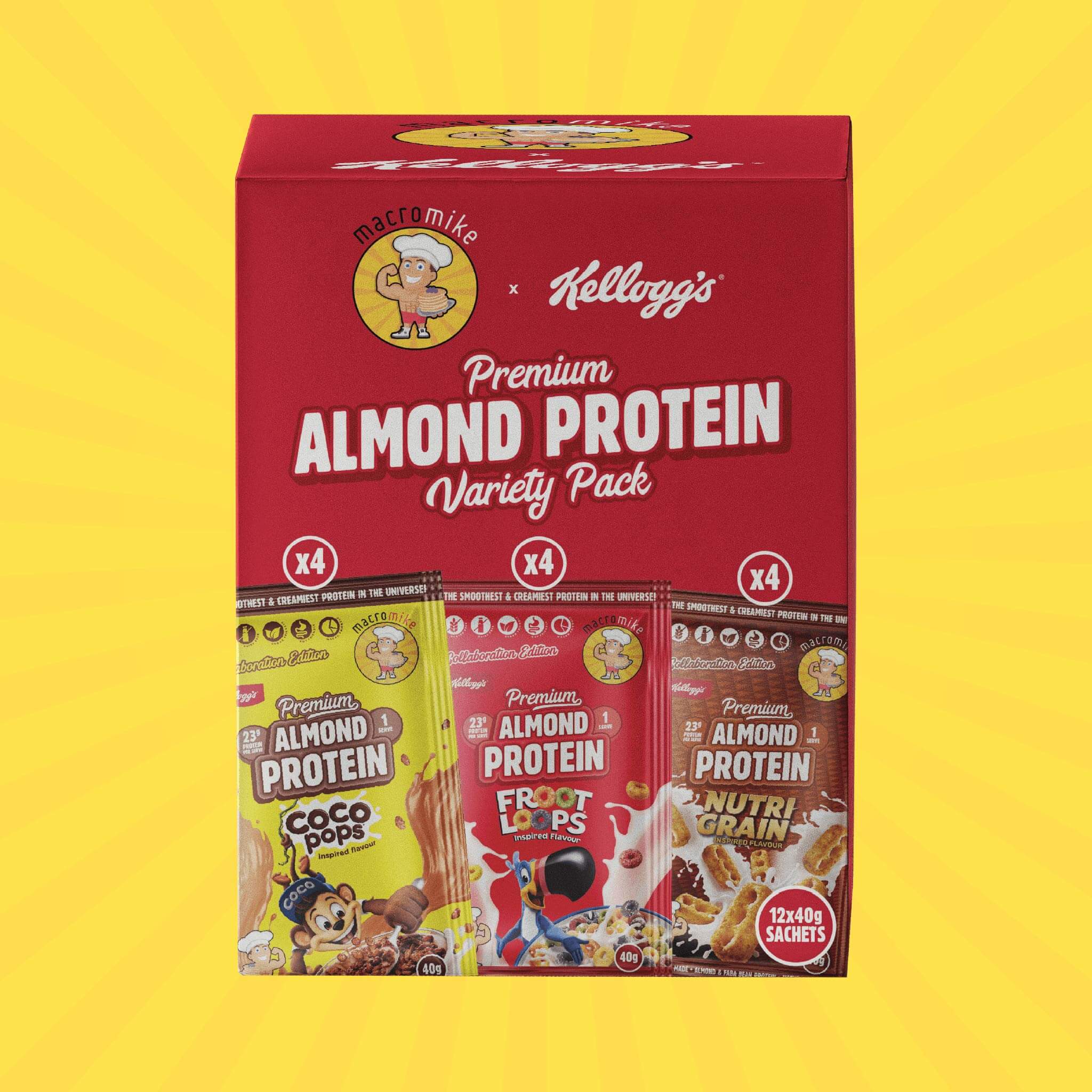 Macro Mike x Kellogg's Variety Sample Pack & Shaker (12 x 40g Sachets) - Image 3