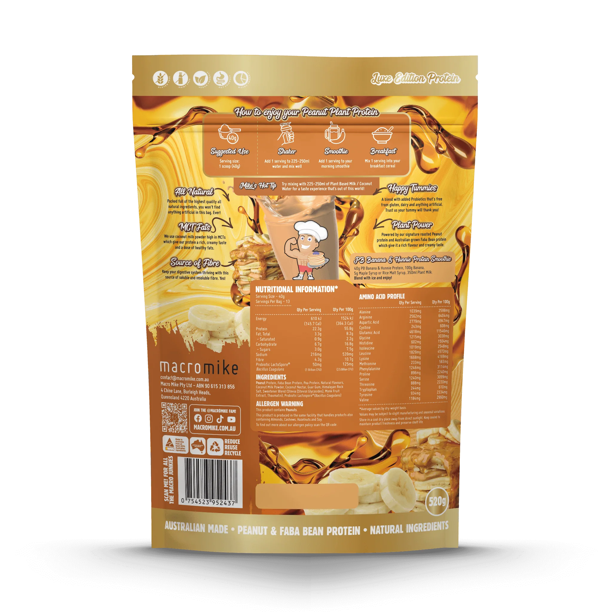 PB Banana & Hunnie Peanut Butter Protein (520g Bag) - Image 2