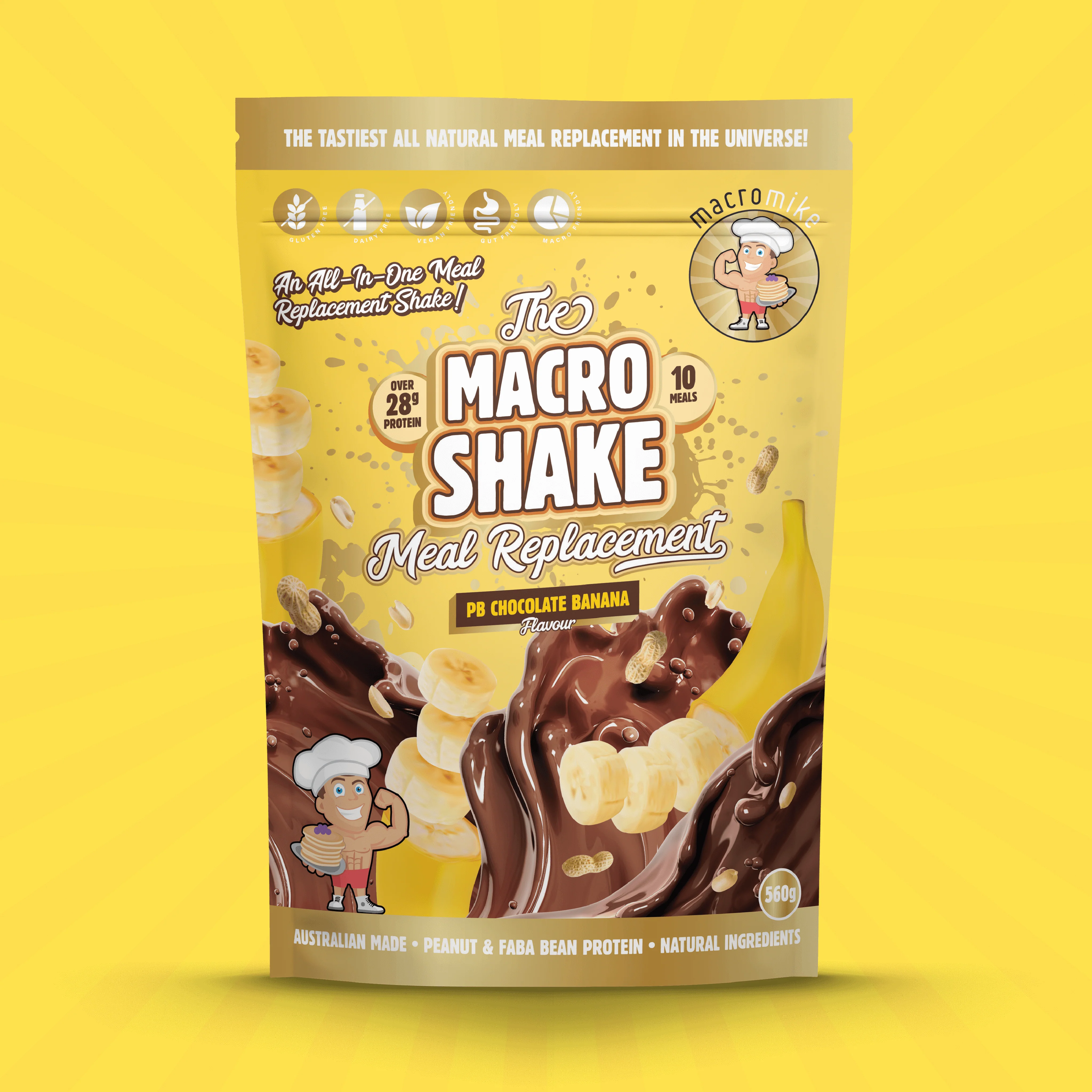 PB Chocolate Banana Peanut Macro Shake Meal Replacement (560g Bag) - Image 3