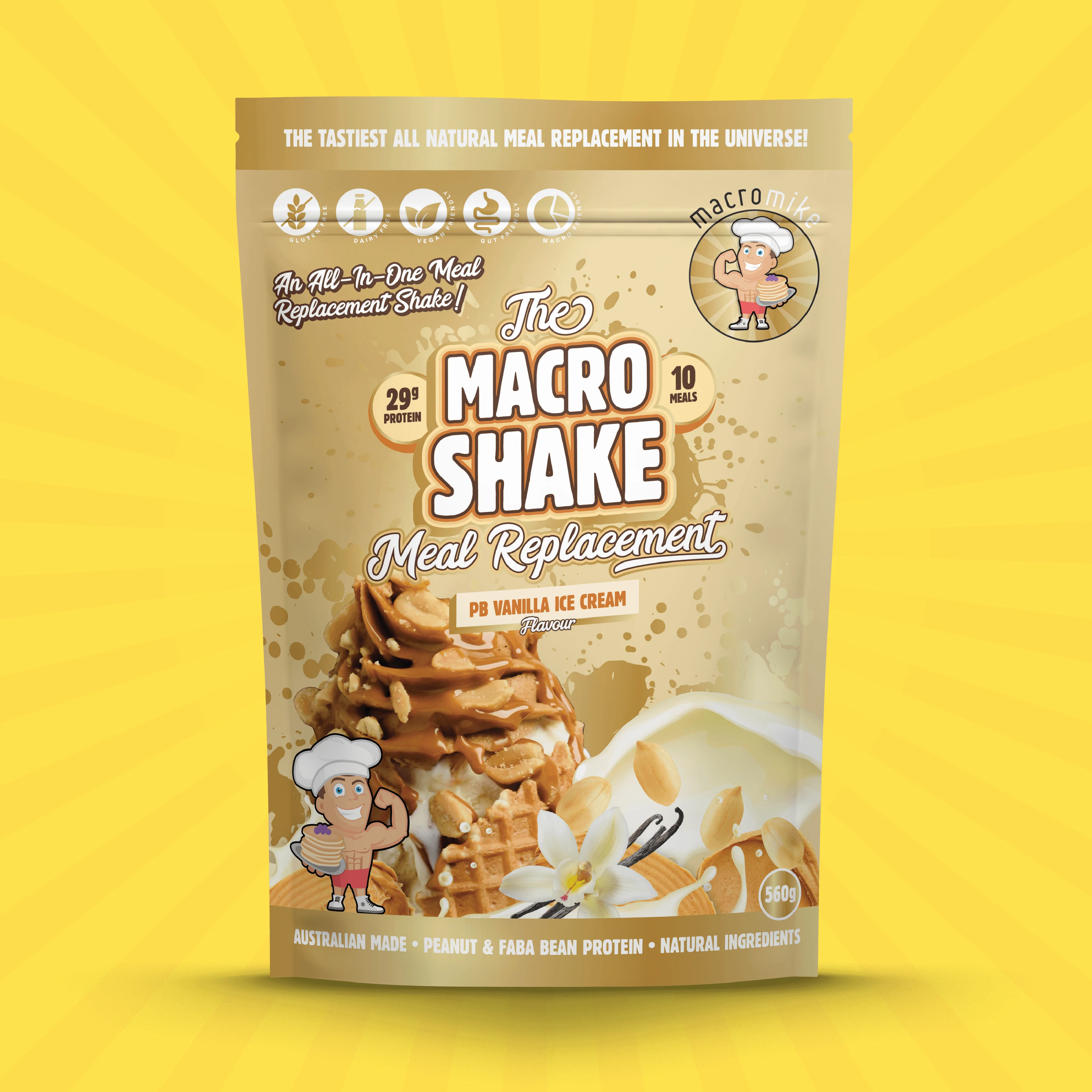 PB Vanilla Ice Cream Peanut Macro Shake Meal Replacement (560g Bag) - Image 3