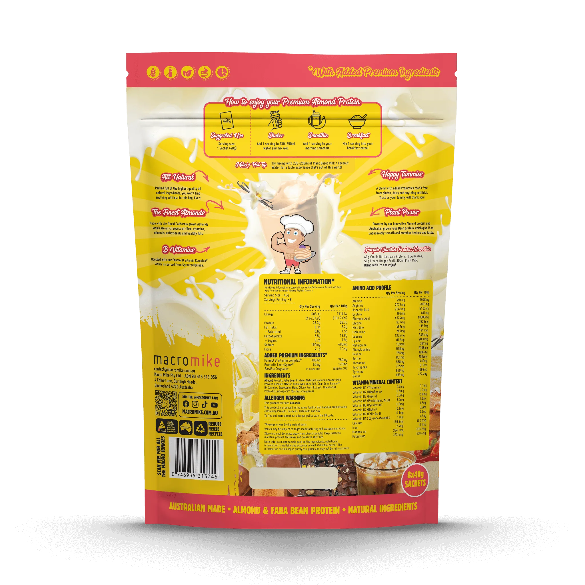 Premium Almond Protein Sample Pack (8 x 40g Sachets) - Image 3