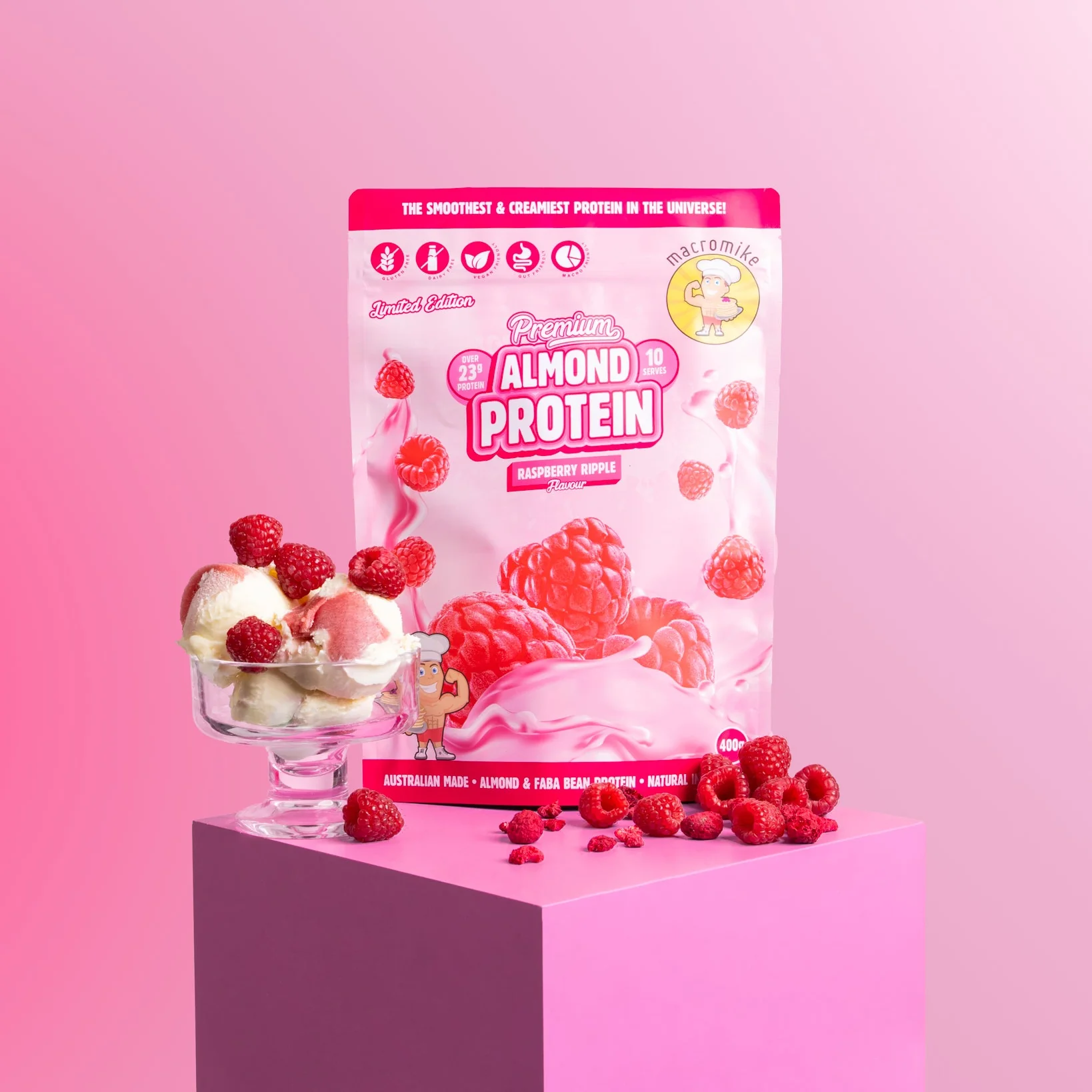 Raspberry Ripple Premium Almond Protein (400g Bag) - Image 3