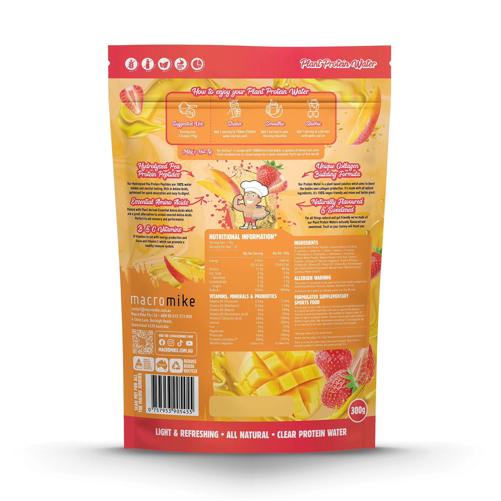 Strawberry Mango Plant Protein Water (300g Bag) - Image 2