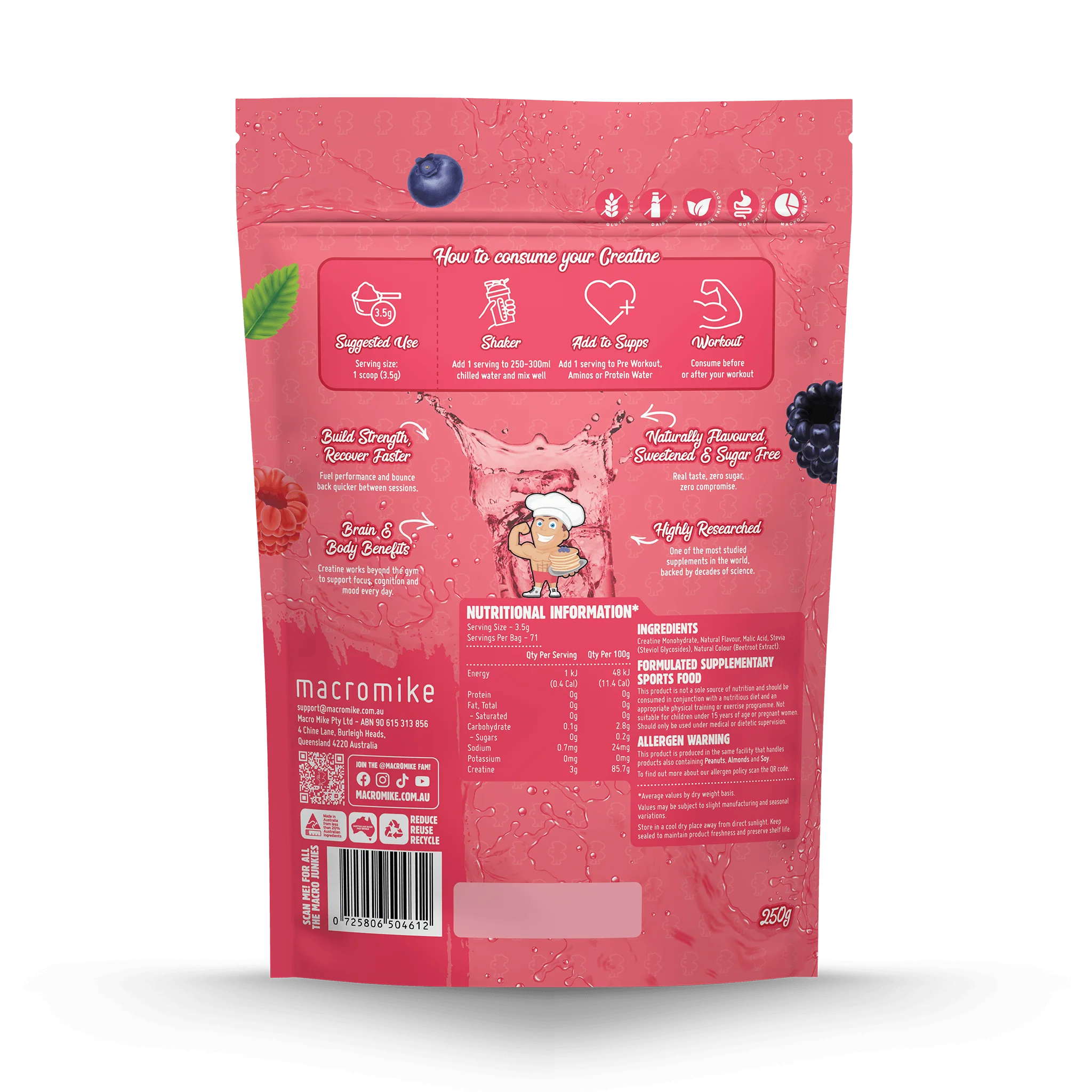Tropical Berry Soda Creatine Monohydrate (250g Bag) - Image 2
